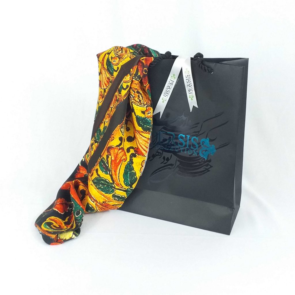 Scarf with Flower and Bird Design –100% Silk inside the box