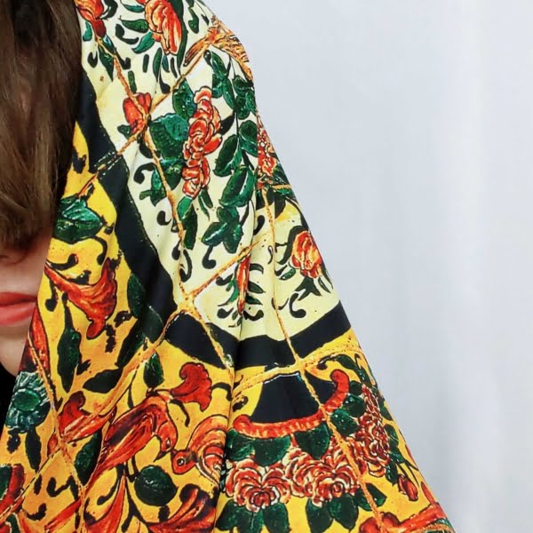 Scarf with Flower and Bird Design –100% Silk