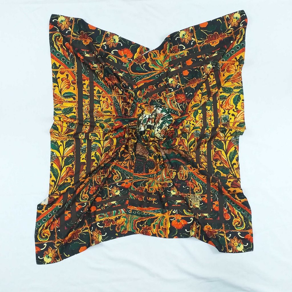 Scarf with Flower and Bird Design –100% Silk persian art