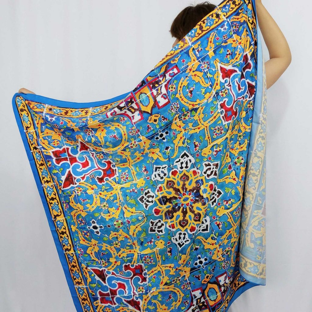 Scarf with mosque tile design