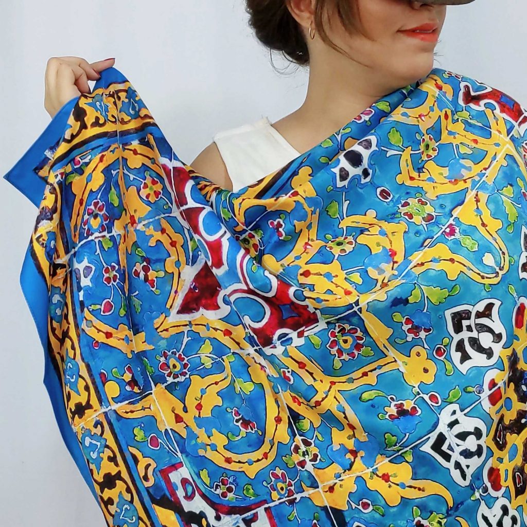 Scarf with mosque tile design