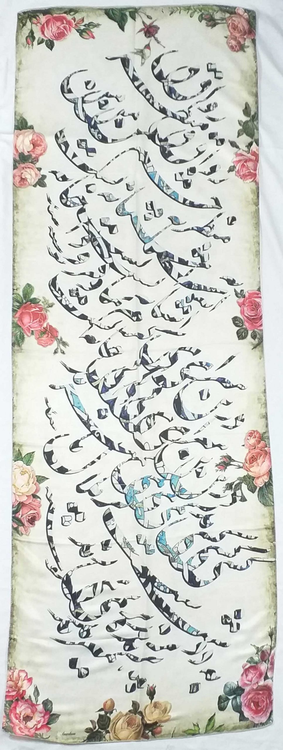 Rose and Calligraphy Scarf