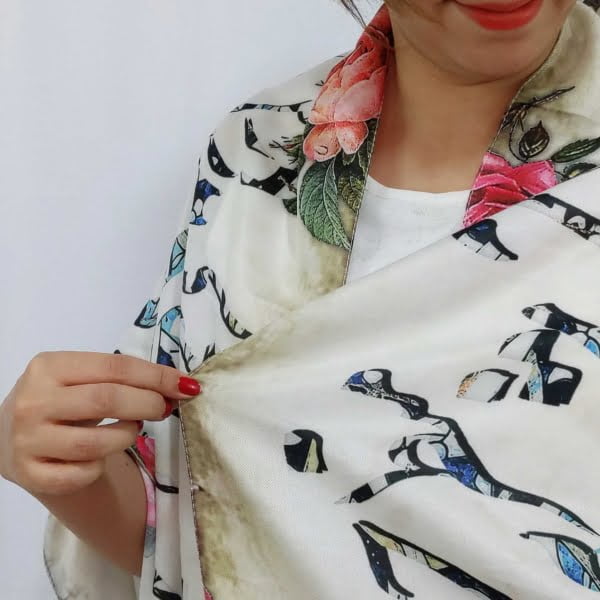 Rose and Calligraphy Scarf