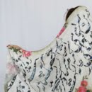 Scarf with rose design and calligraphy