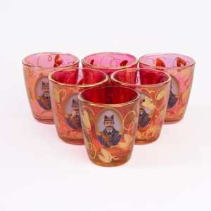 Set of 6 Red Gajar Shot Glasses, 30ml