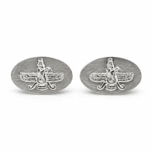 Silver Farvahar Cufflinks, 925 Sterling Silver for Men