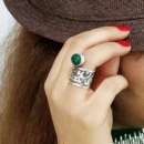 Silver Ring With Green Agate