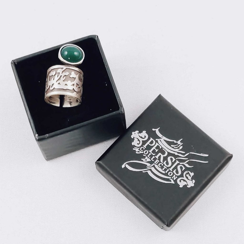 Silver Ring With Green Agate