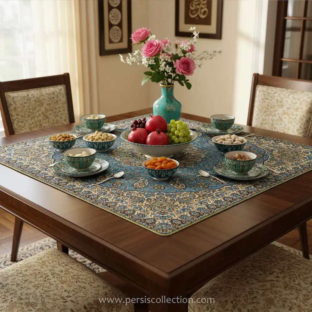 Persian Blue Termeh Tablecloth