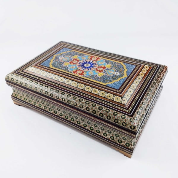 Large Tazhib Khatam Kari Jewellery Box, 22 x 14cm