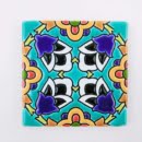 TURQUOISE FLORAL CLAY TILE