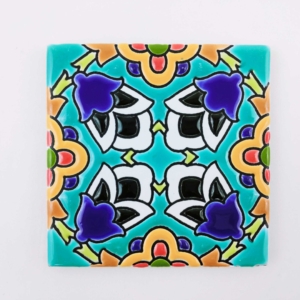 TURQUOISE FLORAL CLAY TILE