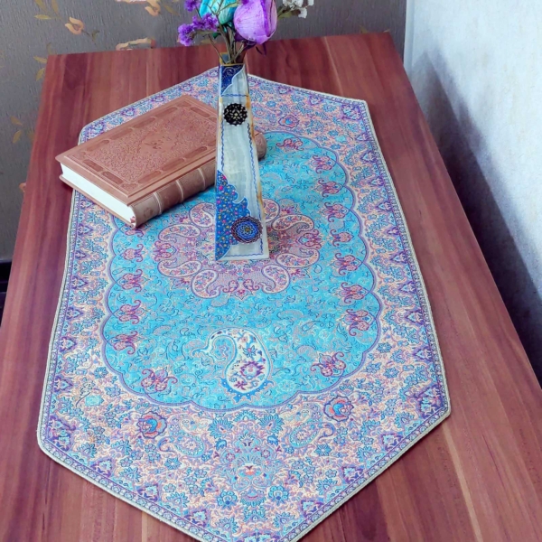 Elegant Turquoise Termeh Table Runner 3pcs Set