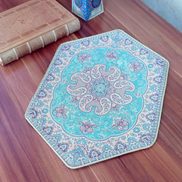 Elegant Turquoise Termeh Table Runner 3pcs Set