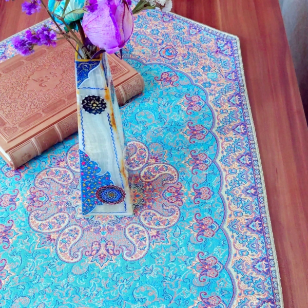 Elegant Turquoise Termeh Table Runner 3pcs Set