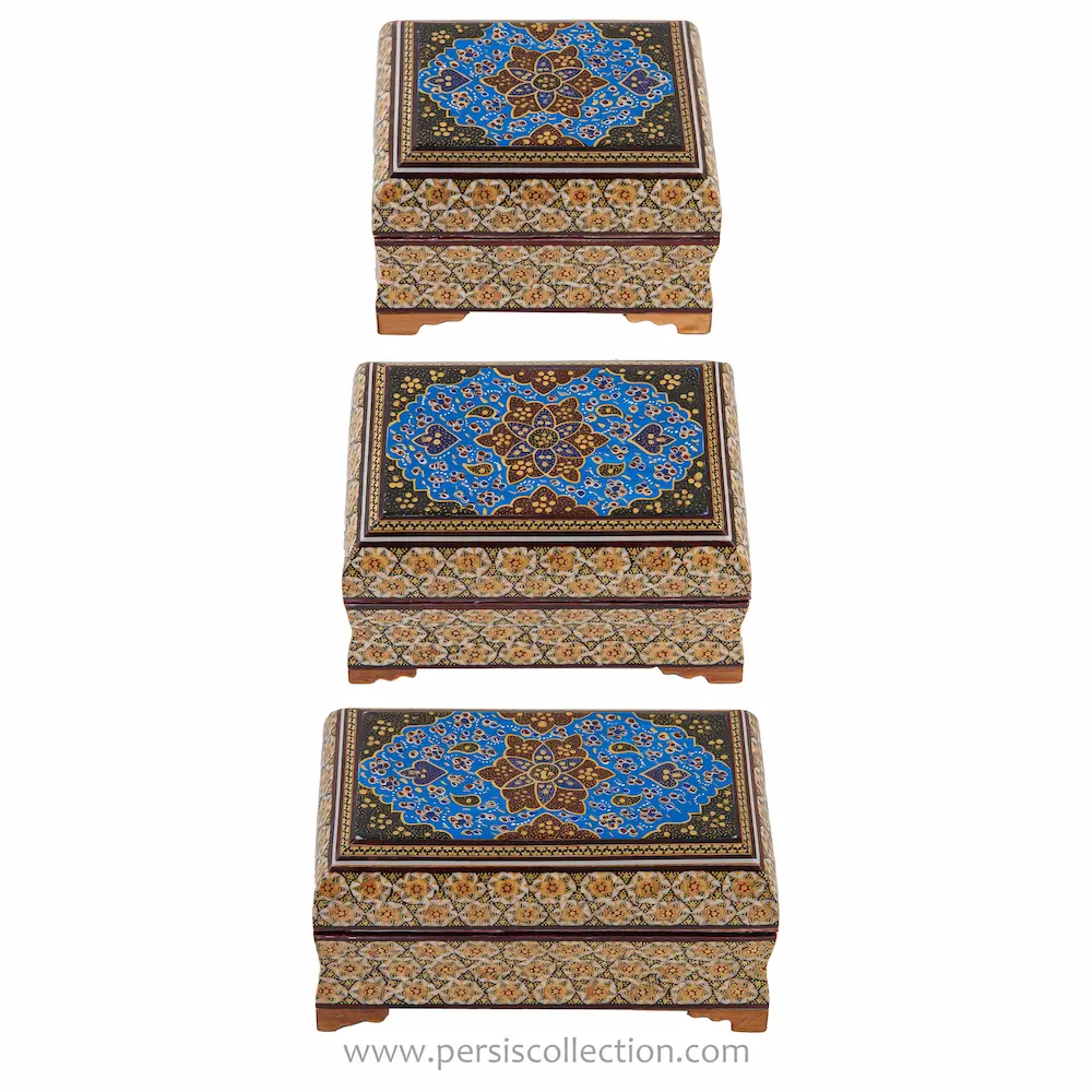 Tazhib Jewellery Boxes Khatam Kari Art