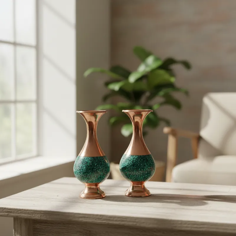 double Firoozeh Koobi vase gift set in luxury black velvet gift box