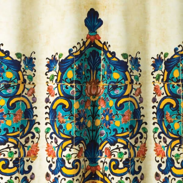 White Curtain with Qajar Tiling