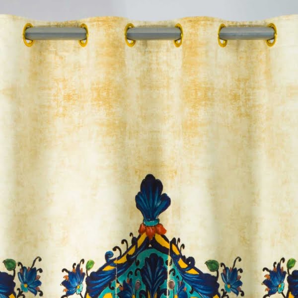 White Curtain With Qajar Tiling