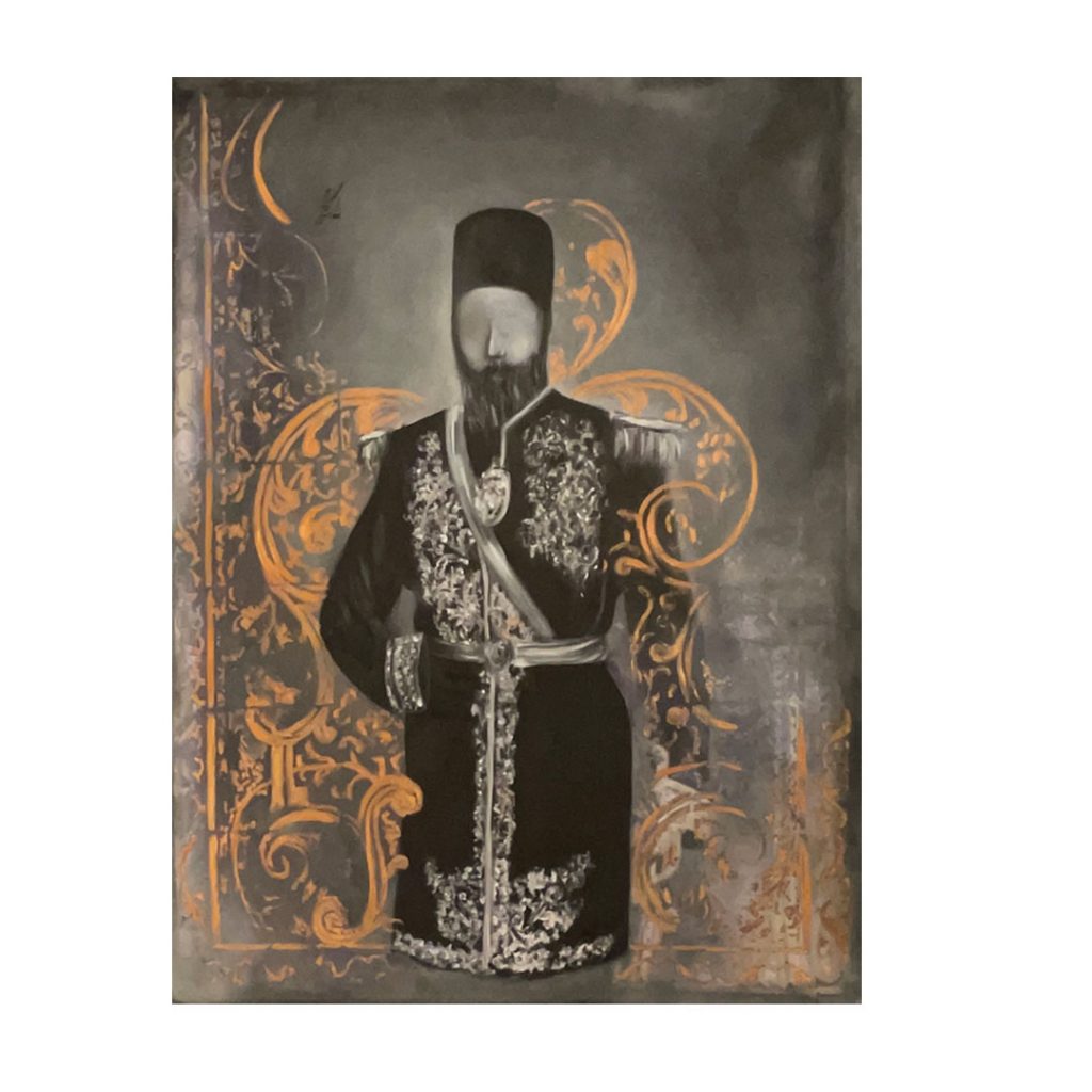 Oil painting with mixed media combination