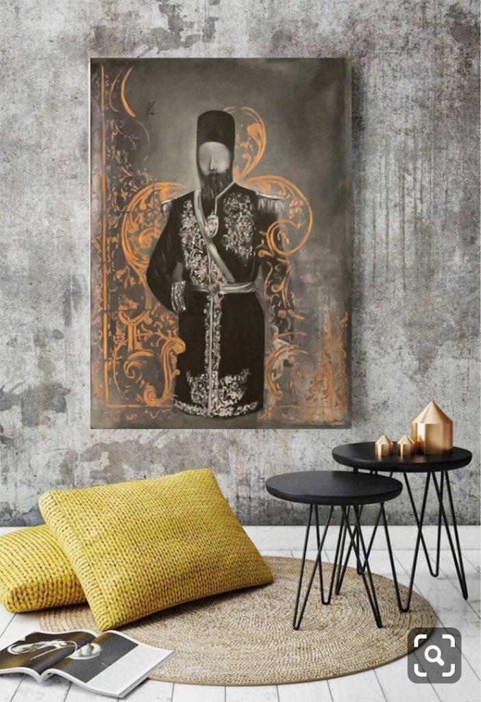 Oil painting with mixed media combination