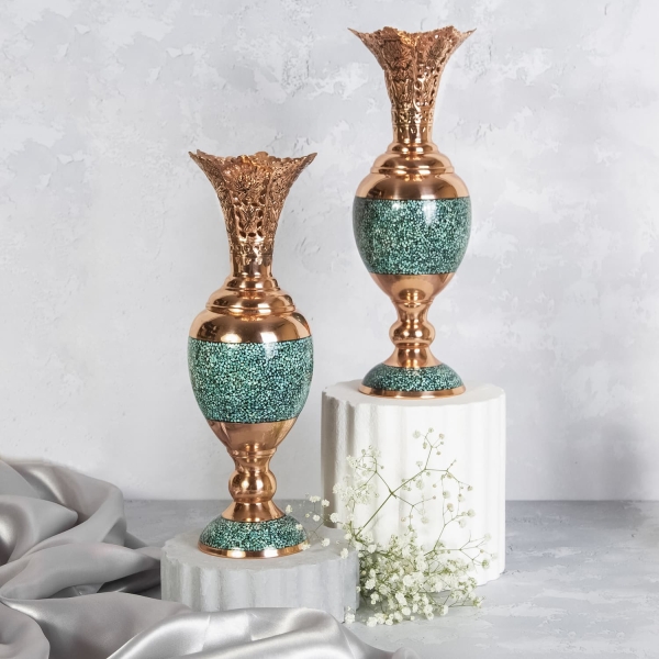 Firoozeh Koobi Turquoise on Copper Vase 30cm