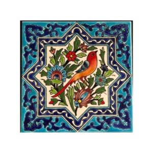 Flower and chicken design tile