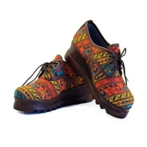 PERSIAN KILIM PATTERN LACE UP PLATFORM SHOES