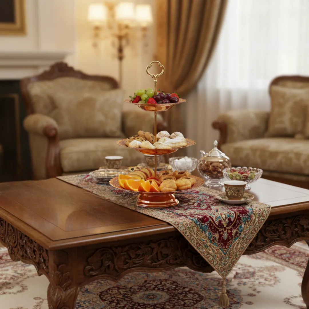 Hammered copper Ghalamzani 3 Tier Cake Stand