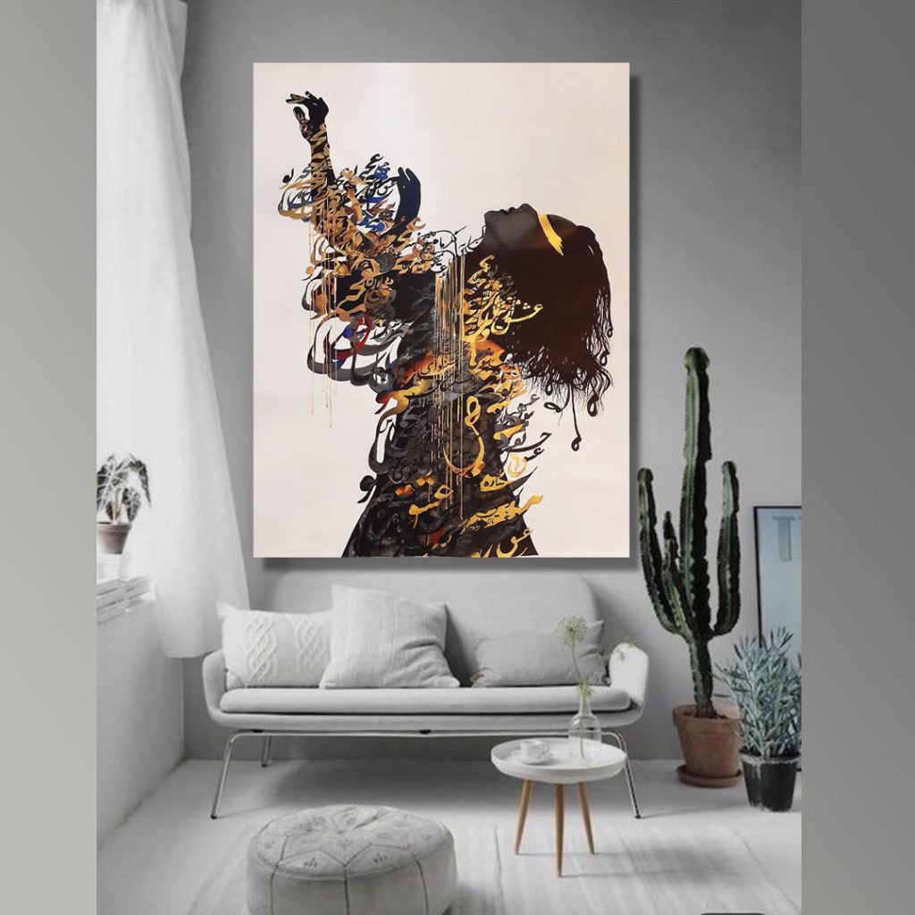 calligraphy painting Butterfly design at night