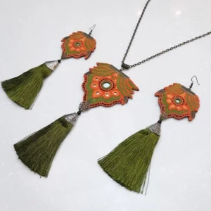 Olive Tassel Needlework Jewellery Set