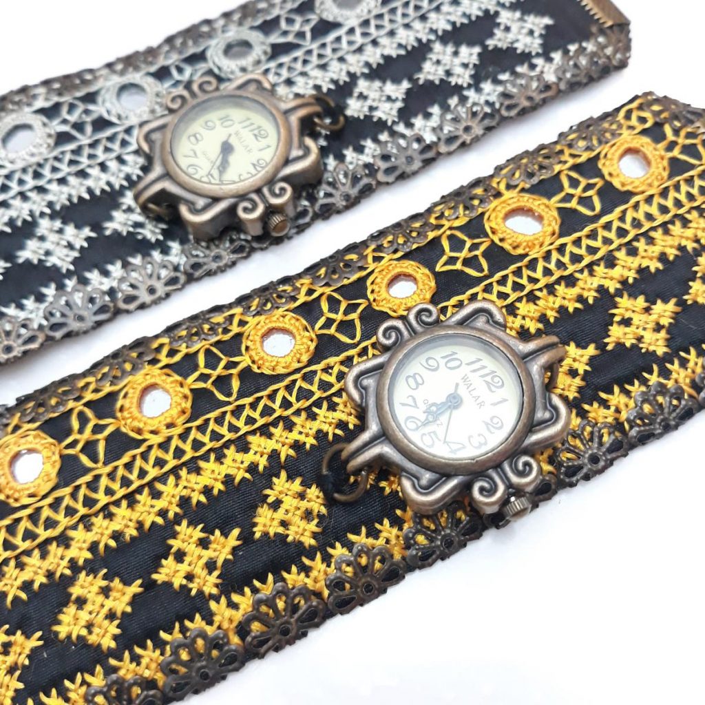 Balochi Mirror Needlework Watch Bracelet detail