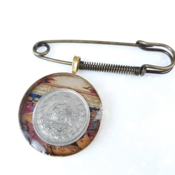 Pahlavi Coin Brooch