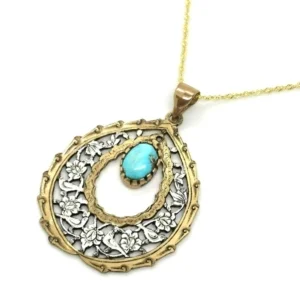 TURQUOISE FLOWER & BIRD NECKLACE