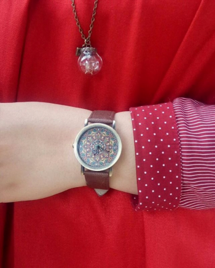 Crimson Persian Tile Pattern Watch