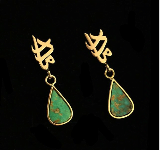 Mother, Gold and Turquoise Earring