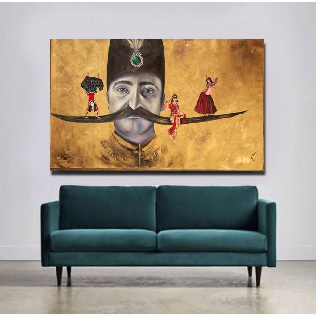 Oil painting with a pattern of Akhlagh Naseri