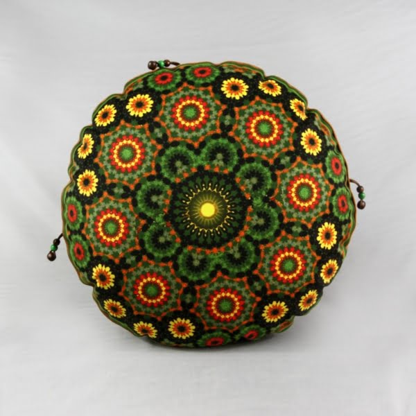 Round Green Floral Cushion 45cm