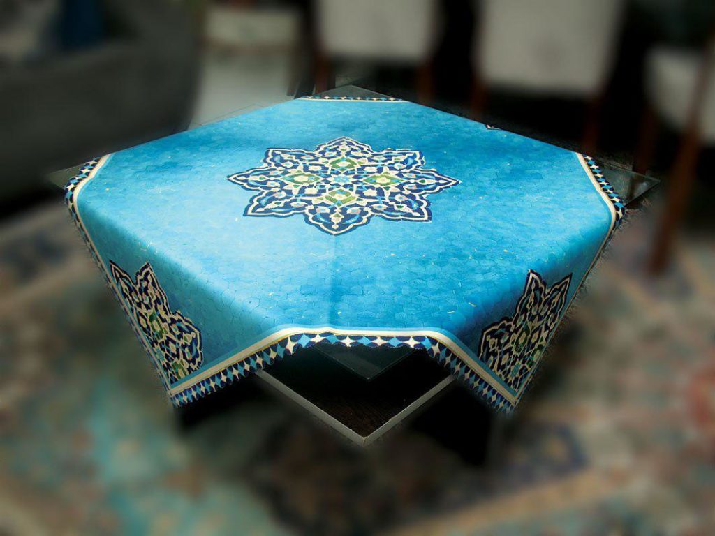 Persian Blue Tiles Tablecloth 1 x 1m