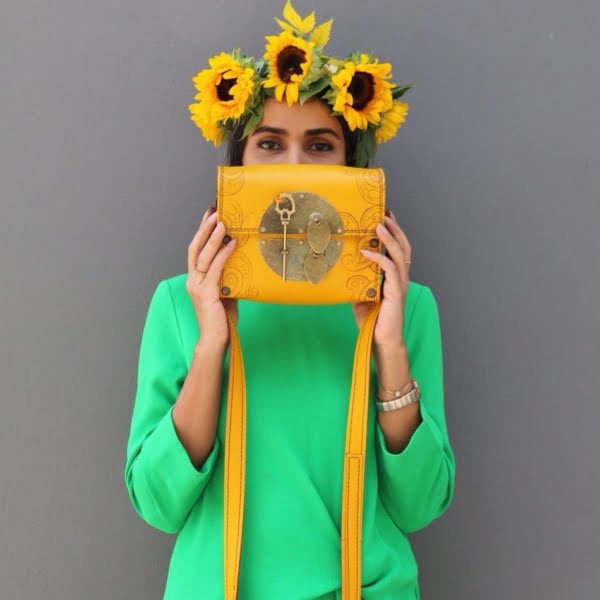 Lock Yellow Leather Quilted Bag