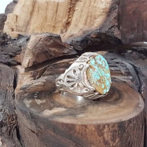 NEYSHABUR PERSIAN TURQUOISE RING, SILVER