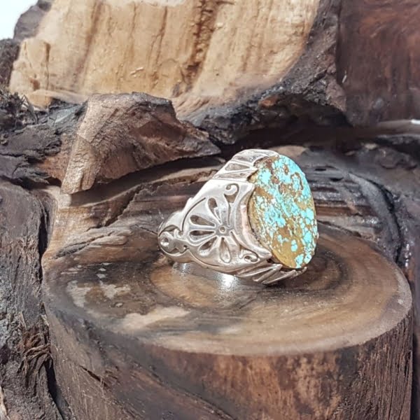 NEYSHABUR PERSIAN TURQUOISE RING, SILVER