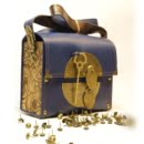 LOCK BLUE LEATHER QUILTED BAG-Persis Collection