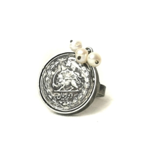 Lion and sun coin ring-Persis Collection