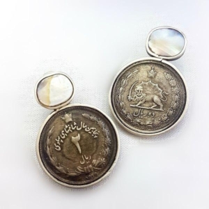 Pahlavi coin earrings-Persis Collection