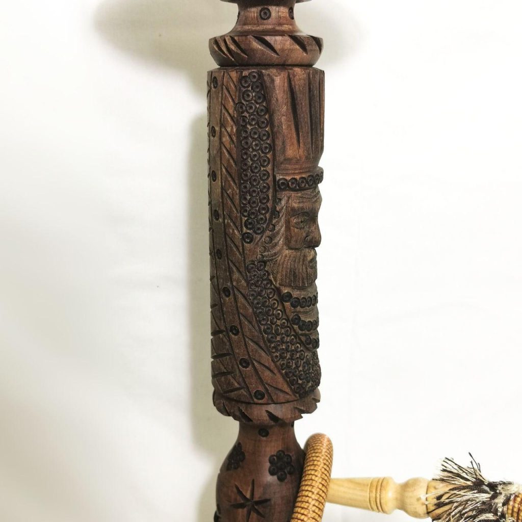 Persian King Qalyan / Hookah Material: Walnut wood body, Glass base