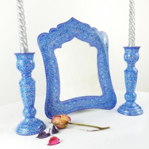 MINAKARI PERSIAN MIRROR AND CANDLE HOLDER SET