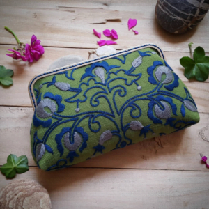 green needlework canvas clutch-Persis Collection