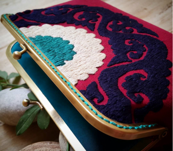 Needlework Canvas Clutch, Red