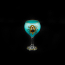 Each is decorated with hand, gold gilt, and enamel painted decoration—Shah Abbas Set of six wine glasses. Hand decorated. They Can be used and hand washed. Height: 15cm Shah Abbas pattern.